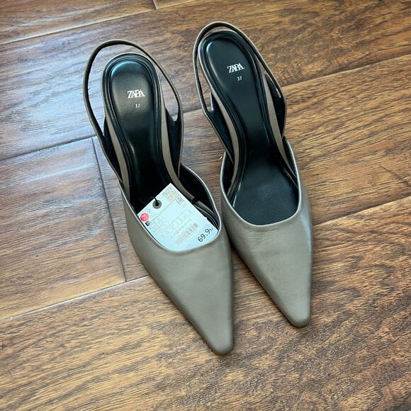 ZARA Kitten Slingback Heels – Pointed Toe, Chic & Elegant, Size 6.5 (NWT) - Picture 1 of 7